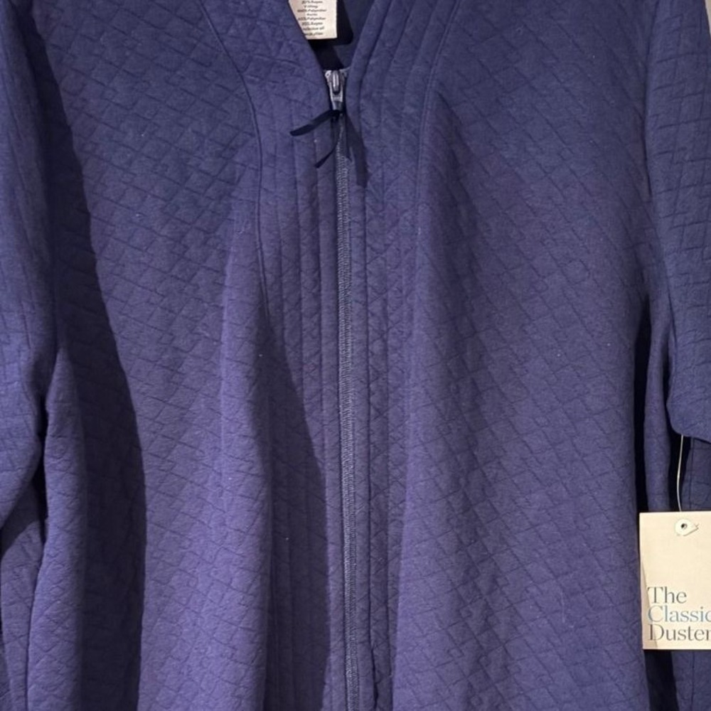Croft & Barrow Navy Blue Quilted Zip Front Classic Duster Robe Plus Size 1X NWT